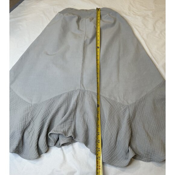 Simple Laguna Women’s Linen Midi A-line Skirt Ruffled Gray Small Made In USA - Picture 7 of 7
